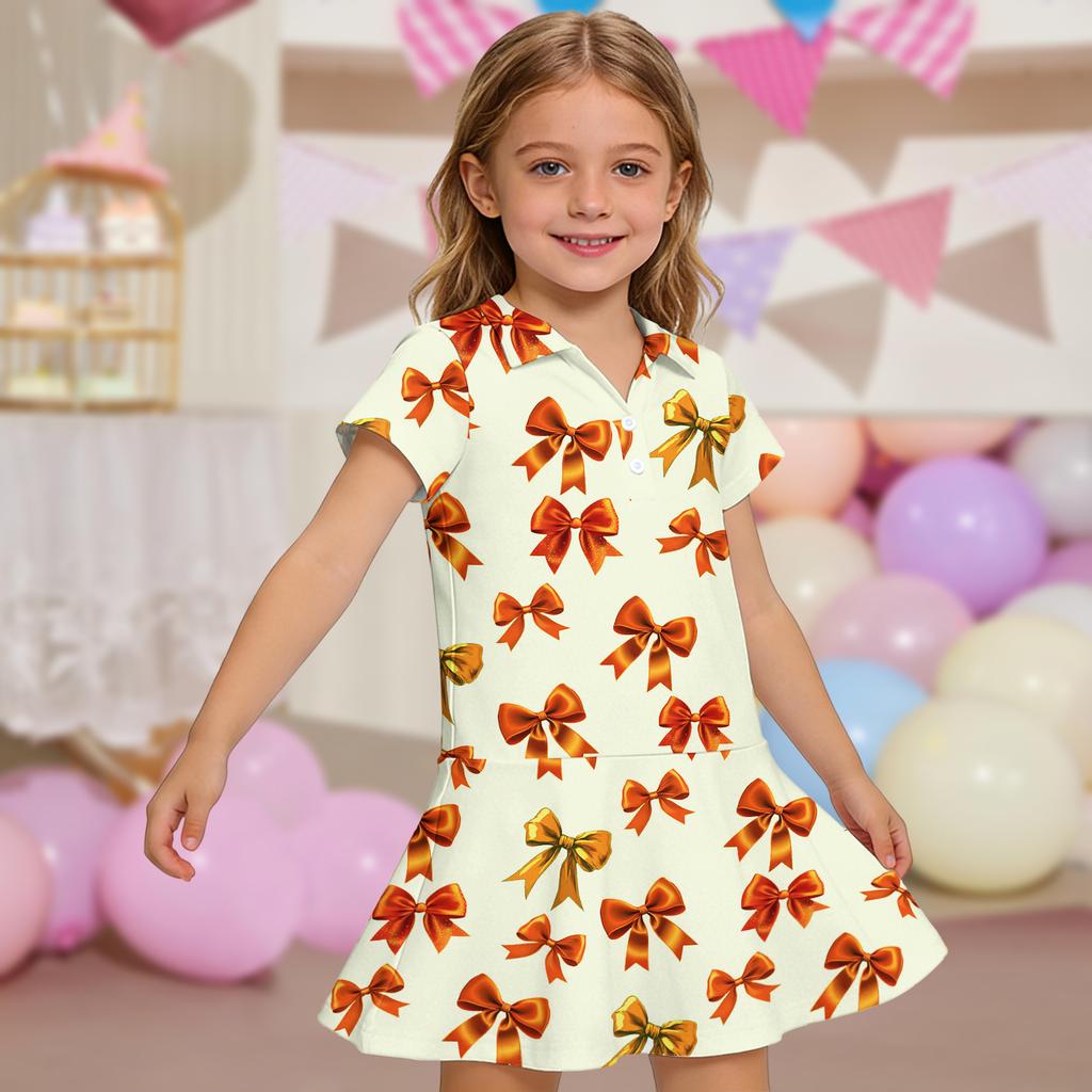 Kids' Dress - Short Sleeve Pocket Color Frock Kids' Collared Dress - Short Sleeve Pocket Frock