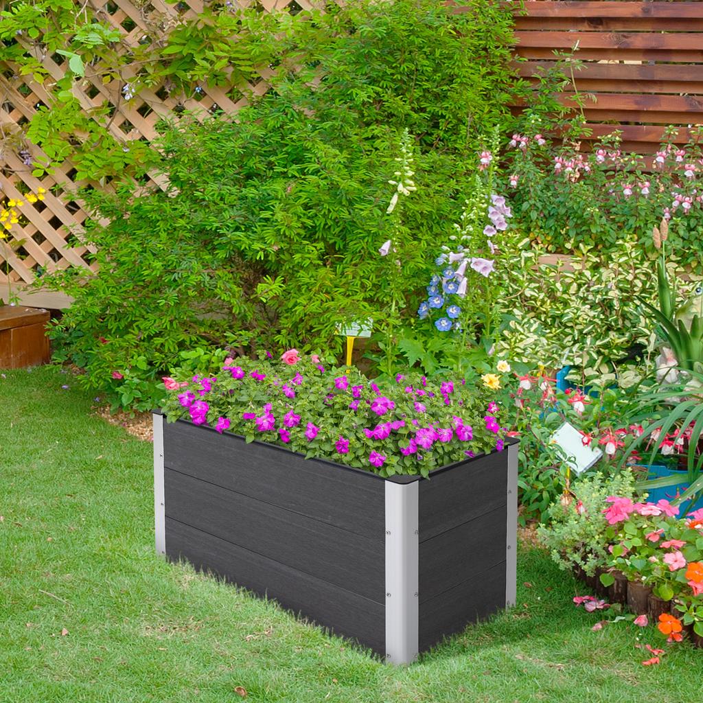 Garden Rectangular Planting Flower Elevated Raised Seed Bed Stand Pot Outdoor Planter Vegetable Herb Holder Display Box - 50H x 100L x 50Wcm