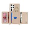 For Samsung Galaxy S23 Ultra Case with Lanyard/Mirror/Card Holder Grids Pattern RFID Blocking Phone Cover