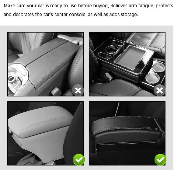 Arm Rest Cover For Car,Leather+Memory Foam Center Console Cover With Storage Bags,Universal Middle Console Cover Car Accessories Interior For Most