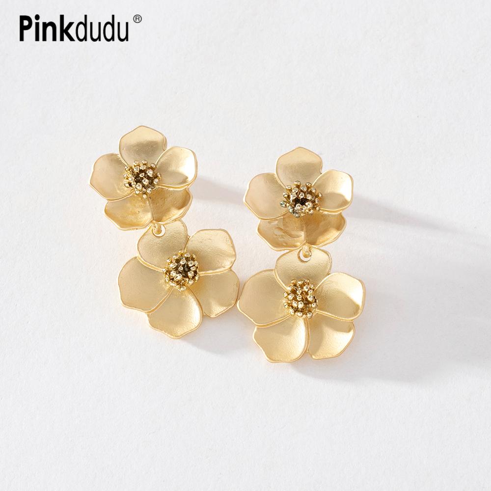 Fashion Sweet Colorful Multilayer Flower Drop Earrings Simple Alloy Lacquer Earrings for Women Jewelry Gifts PD722