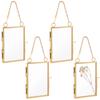 4Pcs Wall Hanging Brass Double Folding Picture Frames, with Glass Window, for Home Decoration, Golden, Rectangle, 142mm