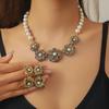 Blooming Pearl Earrings & Luxurious Clavicle Necklace: Fashionable Accessories with High-End Feel for Women’s Fashion.