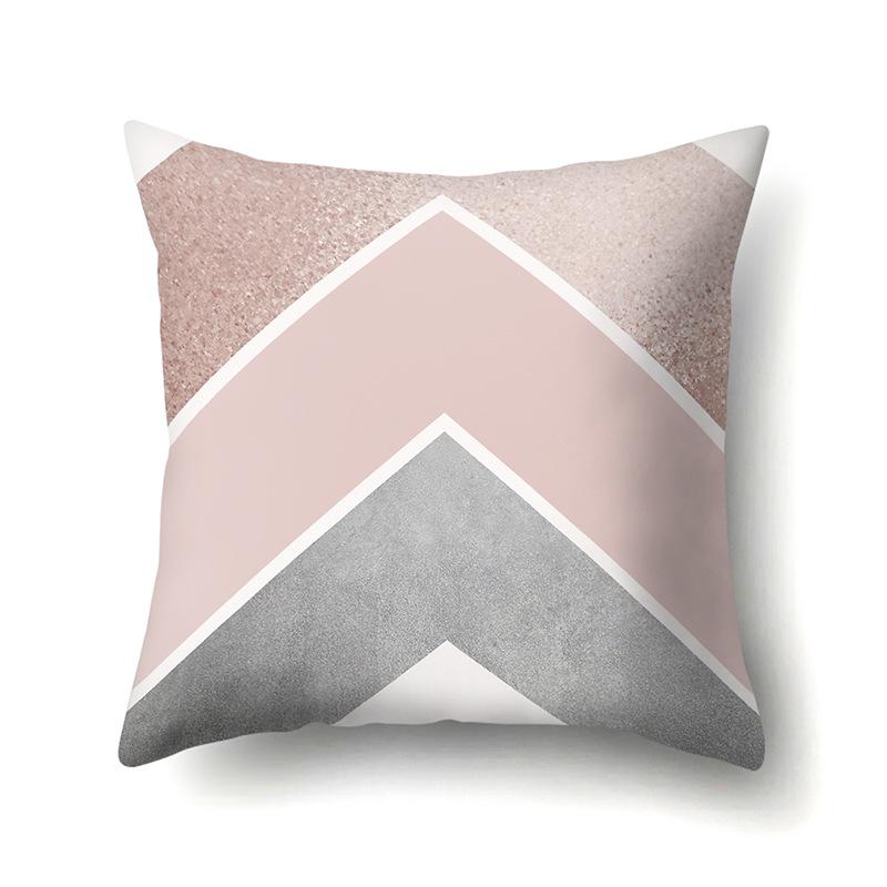 Polyester Pillowcase Marble Nordic Ins Style Geometric Printed Peach Leather Velvet Living Room Sofa Pillowcase