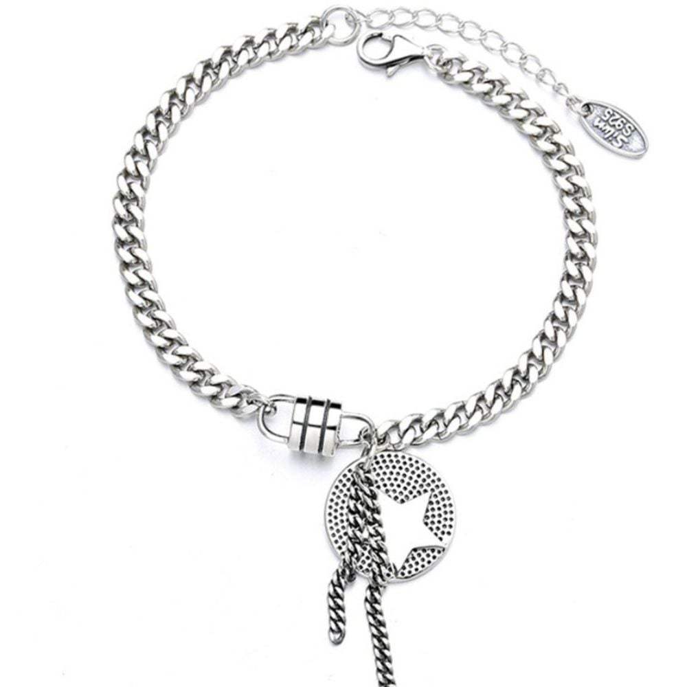 Tribangle Buddhist Unique Shiny Silver Point Bracelet