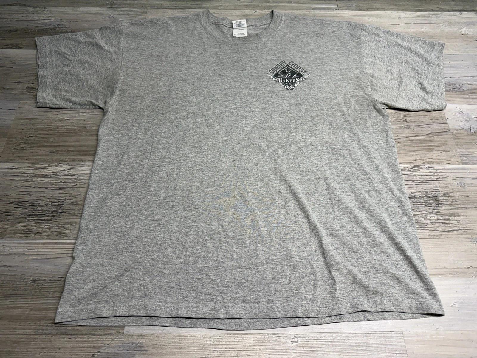 

Vintage Car Show T-Shirt Sunday Cruise Bakers of Milford Double Sided Gray Sz L 4XL