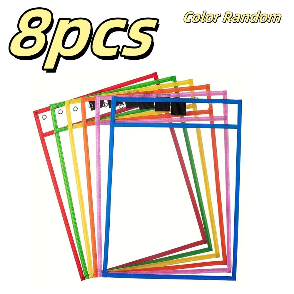2-10Pcs Document Storage Bag Reusable Waterproof Clear Color Random File Folder Wiping Kids Drawing Board For School Office Tool