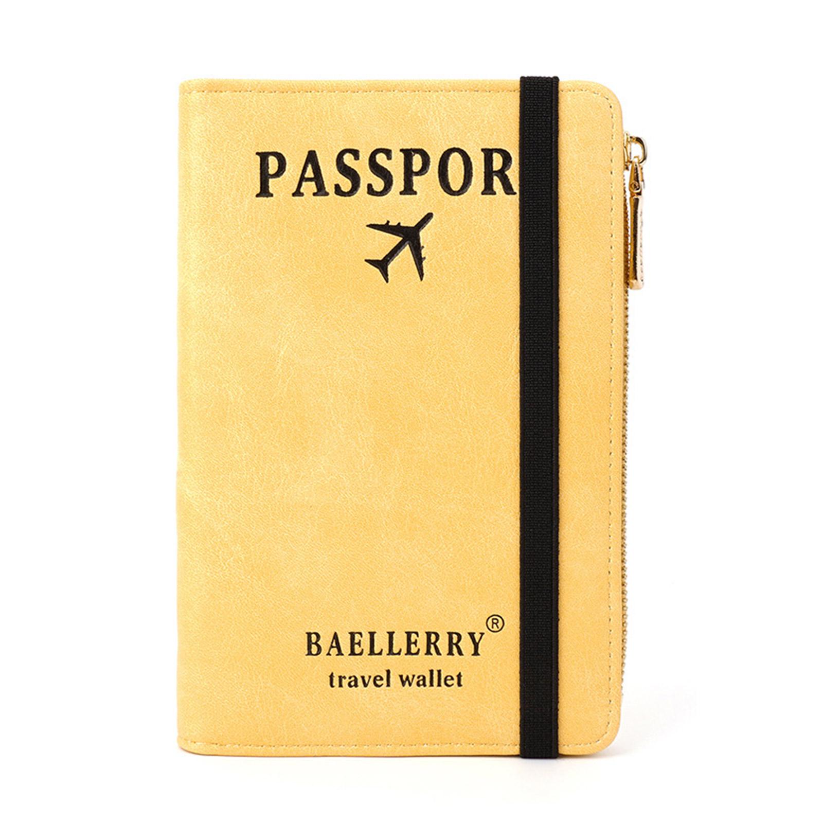 

Стильный кошелек для паспорта с несколькими отделениями для карт и блокировкой, сохраняющий ваши документы организованными и в безопасности жёлтый