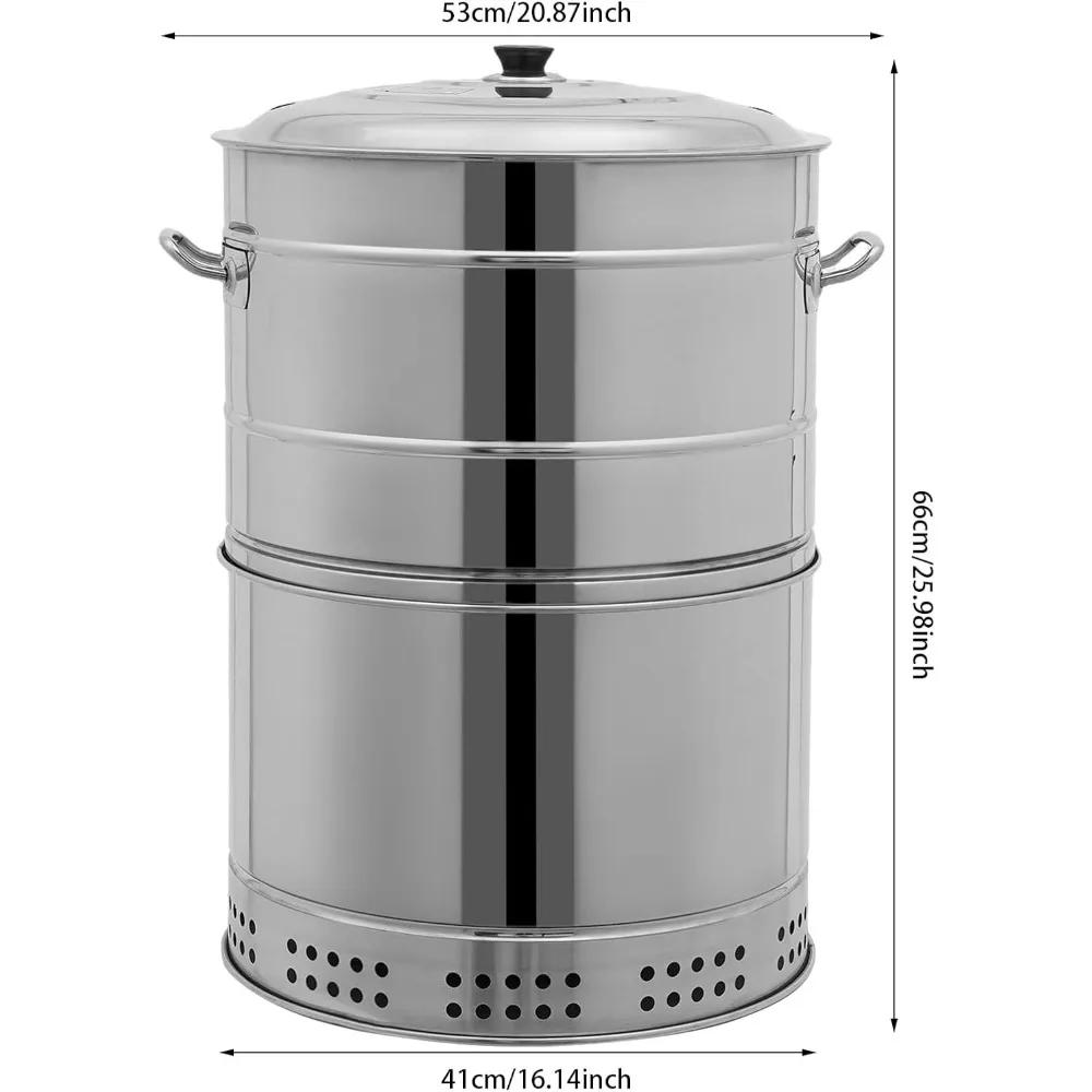 Großer tragbarer rauchfreier Holzkohlegrill - 360° Edelstahl BBQ Fass mit 50 Spießen, für Camping, Picknicks & Kochen im Garten