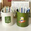 Stationery Large Capacity Desktop Storage Box Lovely Iron Bucket Iron Pen Holder Pen Organizer