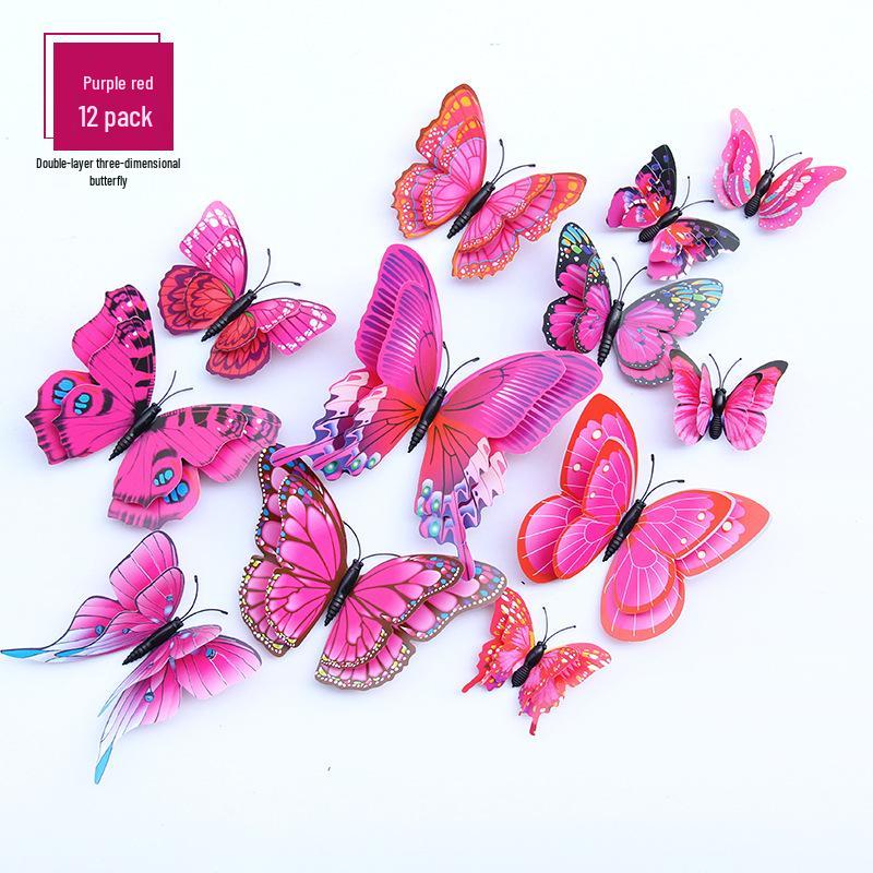 3D Colorful Double-Layer Butterfly Wall Sticker - Self-Adhesive Home Decor