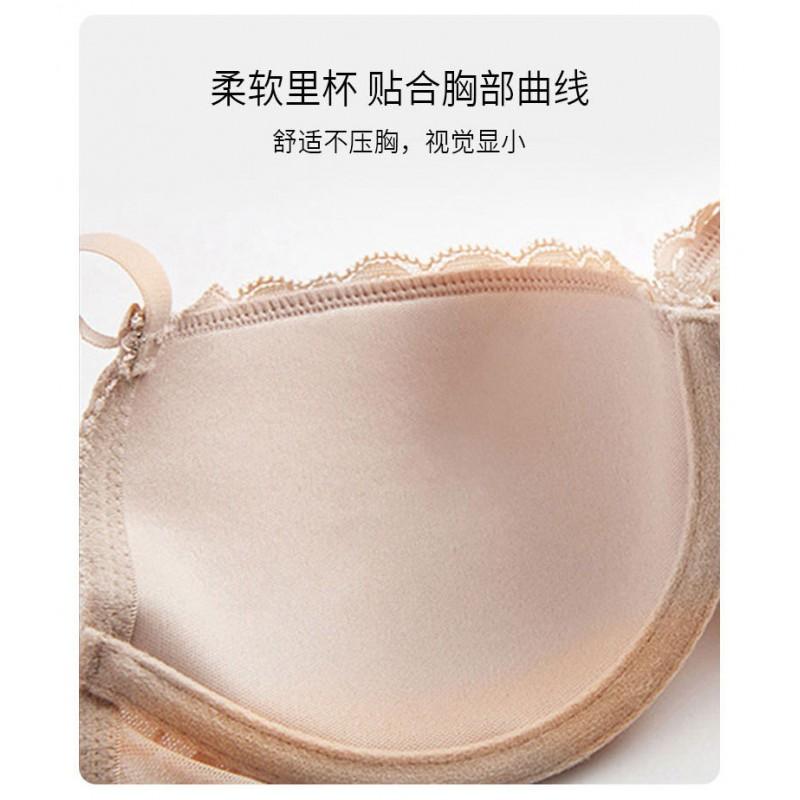 Womens Lace Push-Up Bra Set With Underwire Thin Molded Cup 3/4 Coverage Comfortable Breathable Small Bust