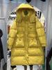 Winter new product loose hooded white duck down jacket women's thickened long waist thin button large size coat