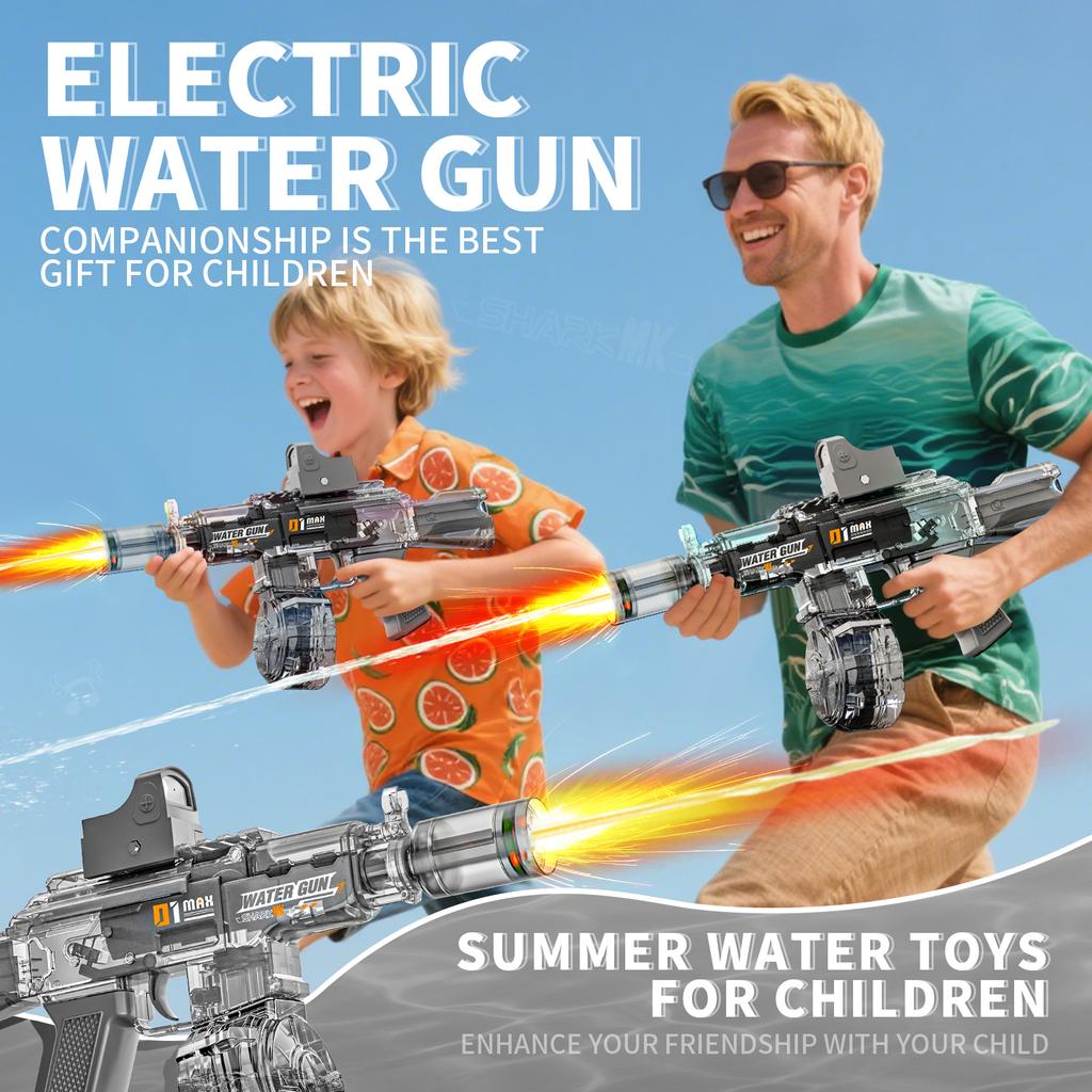 Elektrische Wasserpistolen für Erwachsene Kinder, Automatische Wasserpistole Mit Lichtern, 26 Fuß Reichweite, Sommer Outdoor Pool Strandspielzeug