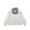 Xiangjia 2025 Winter Embroidered Fur Collar Knit Cardigan - Age-Reducing, Loose, Casual, Versatile Outerwear