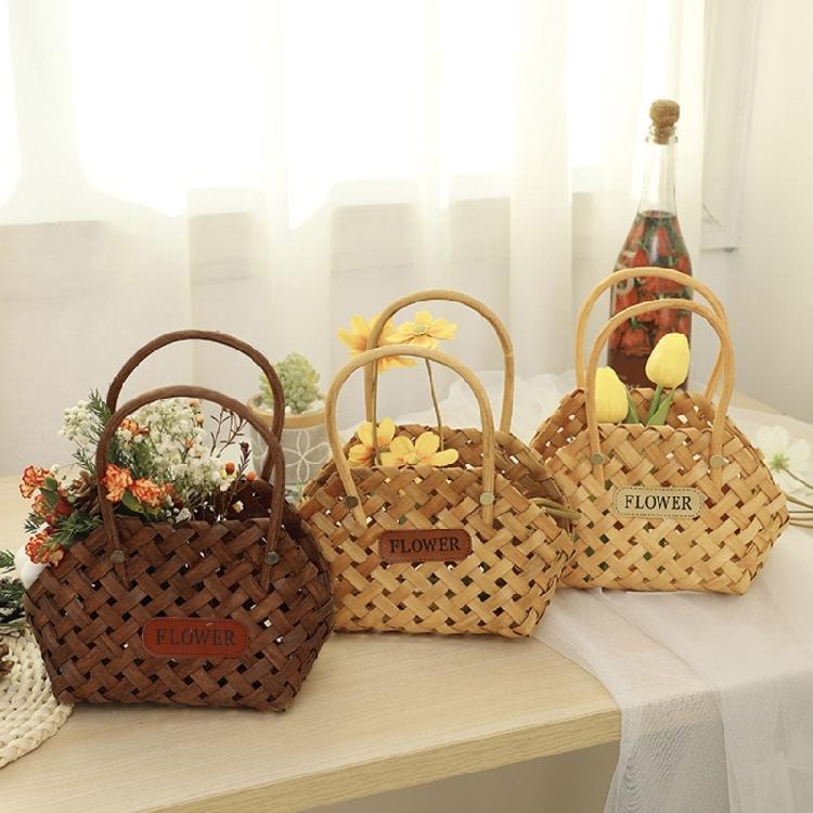 Hand-Held Basket Hand-Woven Flower Pot Wedding Flower Girl Baskets for Home