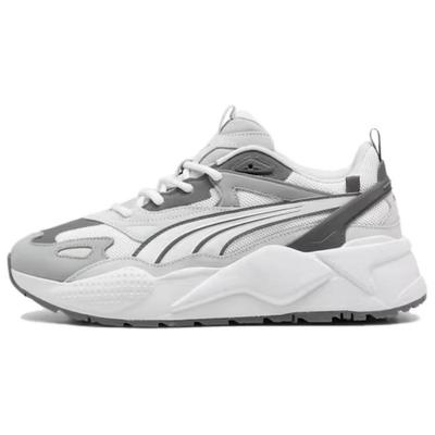 RS X Fabric Low Top Running Shoes Unisex White Gray 390776-42