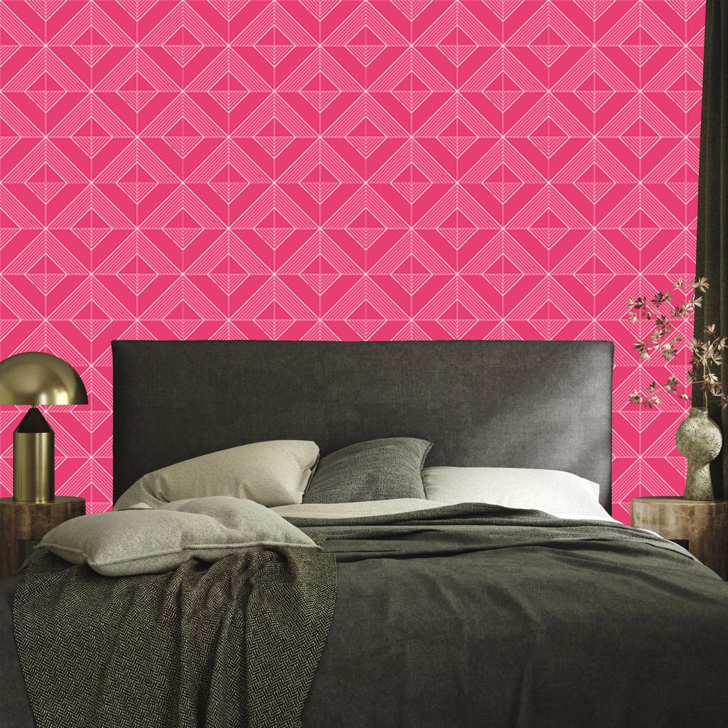 Geometric pink and powder pink rhombus wallpaper 50x1000