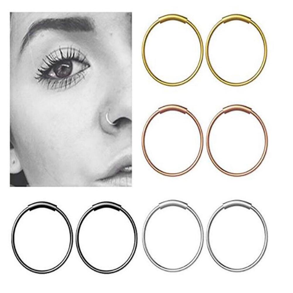 Round Stainless Steel Fake Septum Nose Ring - European & American Style Body Jewelry