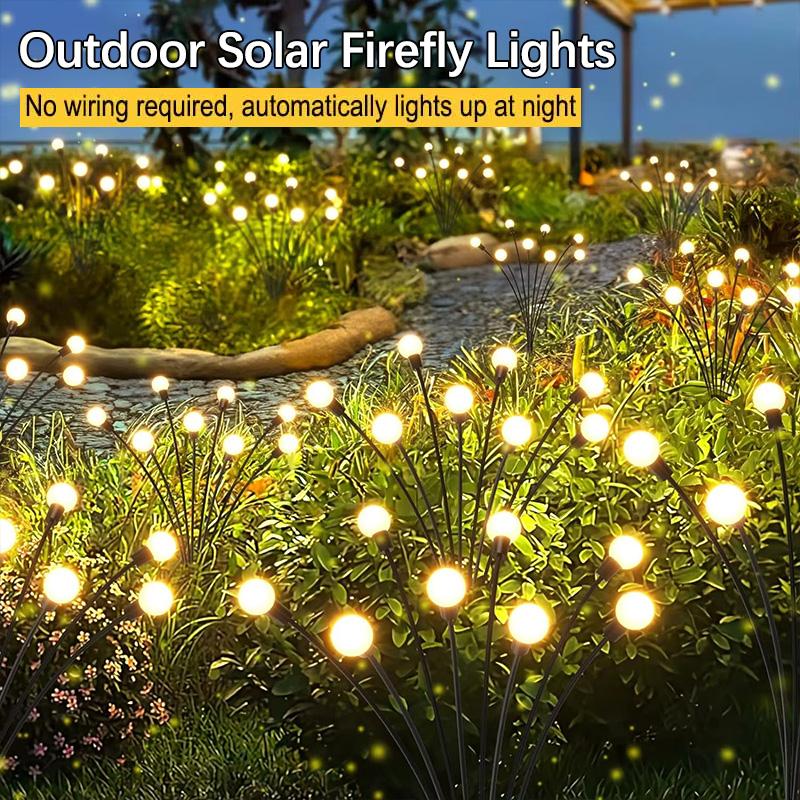 LED Solar Firefly Lawn Lights Outdoor Wind-Driven Garden Plug Lamp Waterproof for Yard Pathway Festival Christmas Decor Lighting