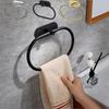 Bathroom Self-adhesive Stainless Steel Towel Rack, Black Hand Hanging, Ring Railing, Kitchen Storage Accessories