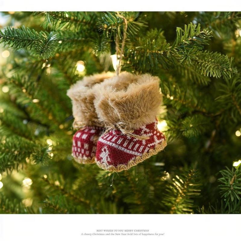New Christmas Creative Small Ornament Red Fabric Christmas Boot Decoration Christmas Tree Ornament