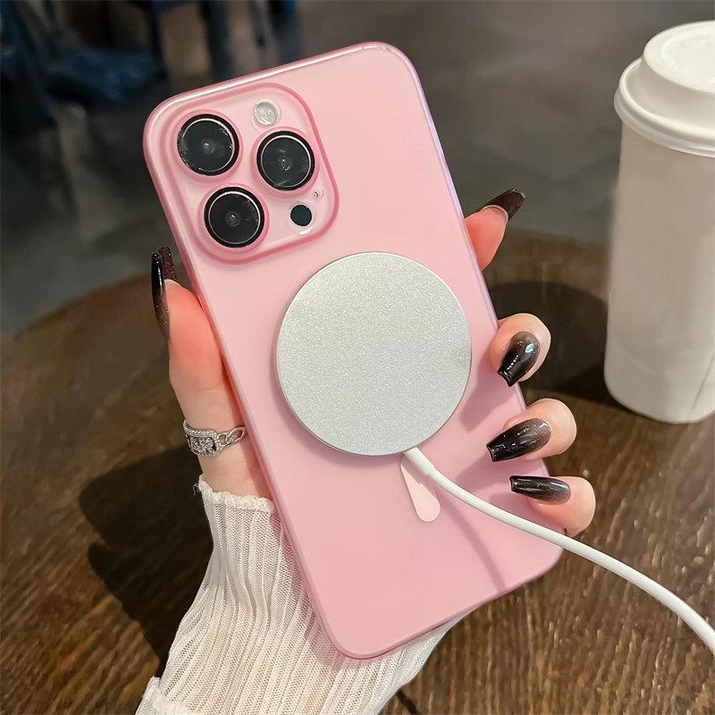 Matte Translucent Skin Touch Ultra Thin Slim PC Case for iPhone 11 12 13 14 15 16 Pro Max Wireless Charging Magsafe Lens Film Cover