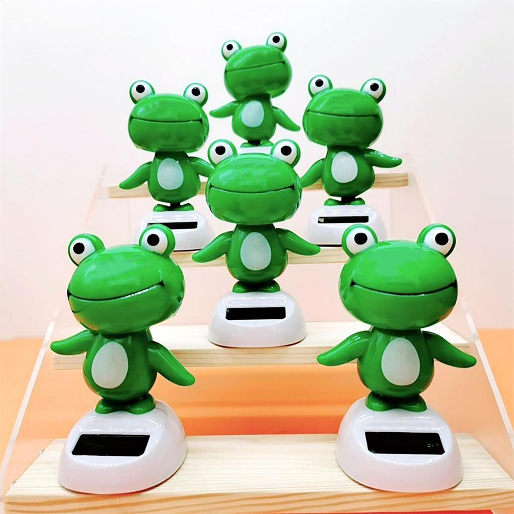 Animal Solar Bobbleheads Frog Design Solar Dancing Toy Cute Animated Shaking Head Bobblehead Car Dashboard Animal Auto Car