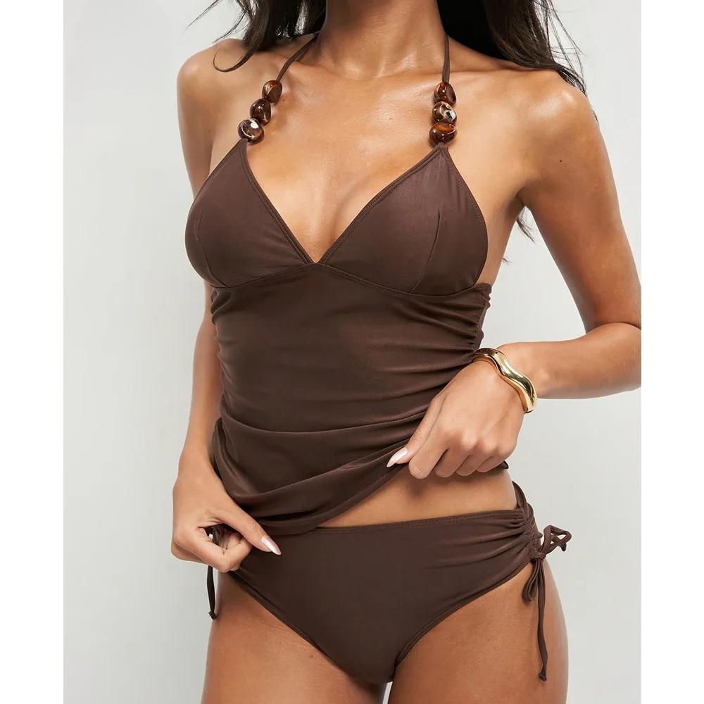 Jeweled Halter Neck One Piece Swimsuit Women Ruched V Neck High Cut Monokini Female Swimwear Push Up Beach Women Swimming Suits