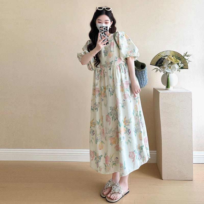 2026 Summer Korean Style Floral Slimming Maternity Dress 2X Large