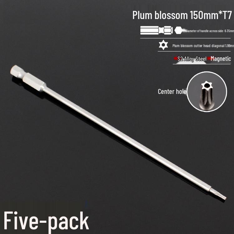 Plum Blossom S2 Magnetic Hex Screwdriver Set - 6.35mm Pneumatic Drill Bit Set