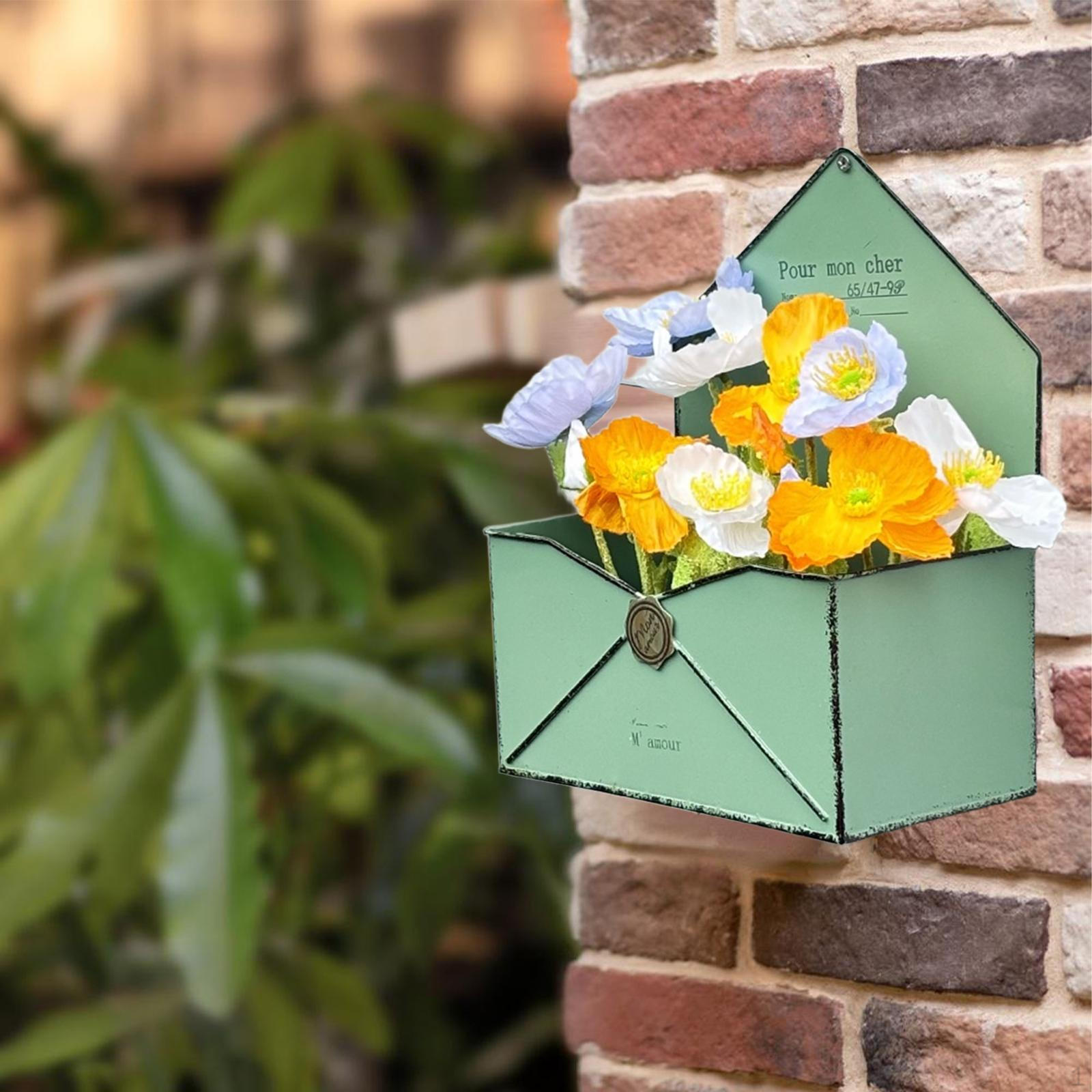 

Декоративное настенное кашпо в форме конверта, Аксессуар для декора балкона, Быстрая сборка, Для использования на открытом воздухе, Size S Green