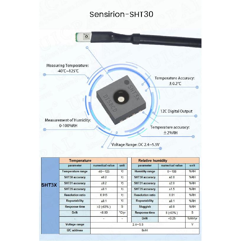 Temperature Humidity Sensor Probe Cable Metal Head Digital Capacitance Sensors 1M Length I2C Output SHT20 SHT30 SHT40 SHTC3Replacement Sensors2