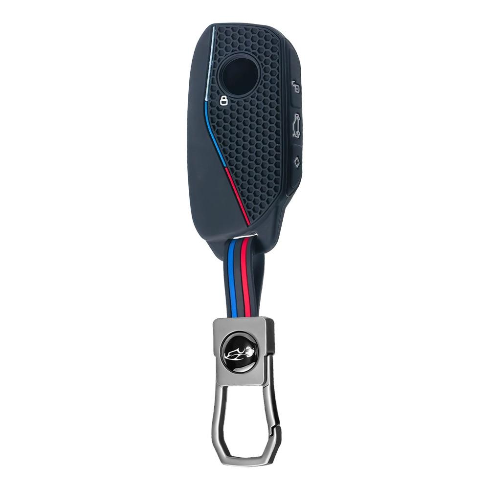 

Silicone Keychain Car Key Case Protector Holder for BMW I7 X7 G07 LCI IX I20 X1 U11 7 Series G70 G09 XM U06 G81 M3 чёрный