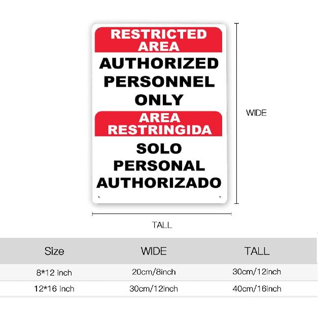 

Предупреждающий знак Опасность Внимание,Посторонним вход воспрещен ТОЛЬКО для уполномоченного персонала Английский Испанский,Дорожный знак для дорожного движения и бизнеса 8x12 дюймов Алюминиевый Металлический