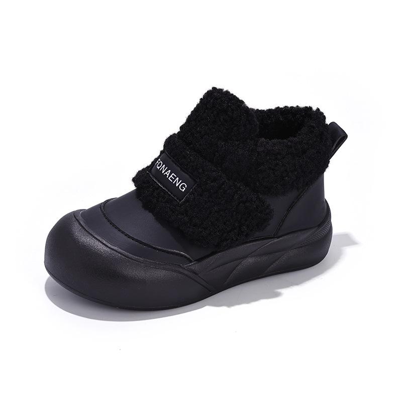 Children's White High-Top Velcro Shoes 2025 - Plus Velvet, Thick Sole