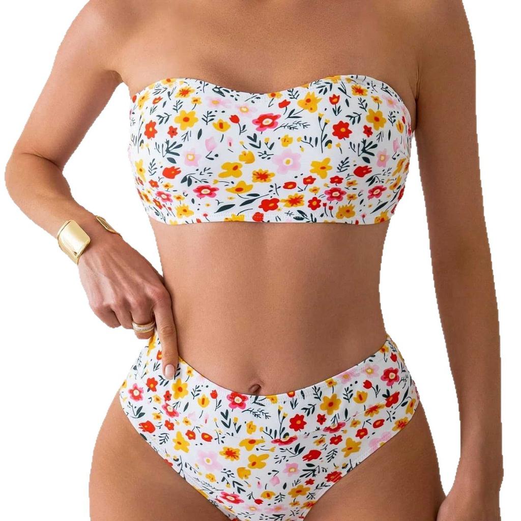 New beach swimsuit high waist women sexy floral suspender bikini European and American swimsuit suspender swimsuit