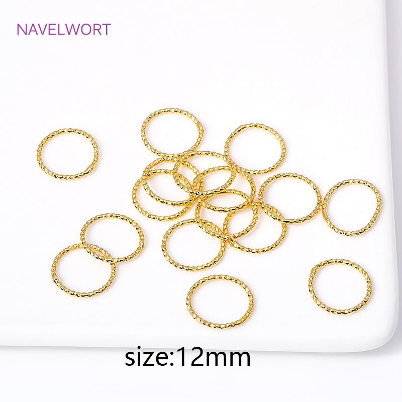 6/8/10/12MM 18K Gold Plated Brass Round Twist Closed Ring Connectors Accessories For DIY Jewelry Making Supplies Wholesale