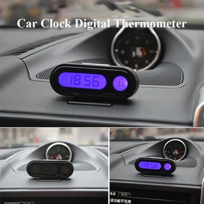 Zegar samochodowy termometr cyfrowy zegarek 2 w 1 zegary samochodowe podświetlany wyświetlacz cyfrowy LCD akcesoria do stylizacji samochodów