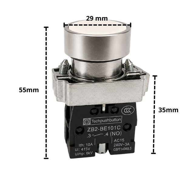 Elevator Button - White 1 X No (Metal)