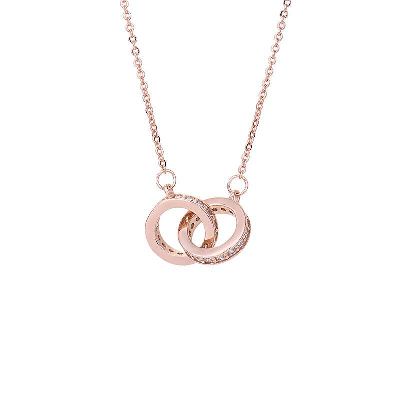Necklace Double-Circle Rose Gold Decoration Pendant Accessories Clavicle Chain Power Chain