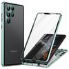 For Samsung Galaxy S24 Ultra Case Double Sides Tempered Glass Magnetic Metal Frame Cover
