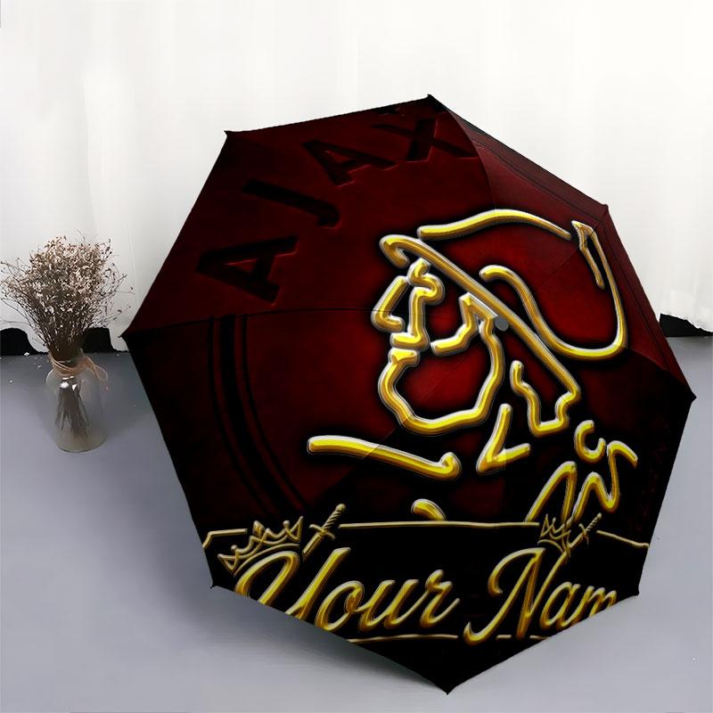 1 PC Automatic Folding Umbrella - AFC Ajax Custom Name Pattern, Portable & Foldable Design with 8 Ribs, Christmas Birthday Gifts