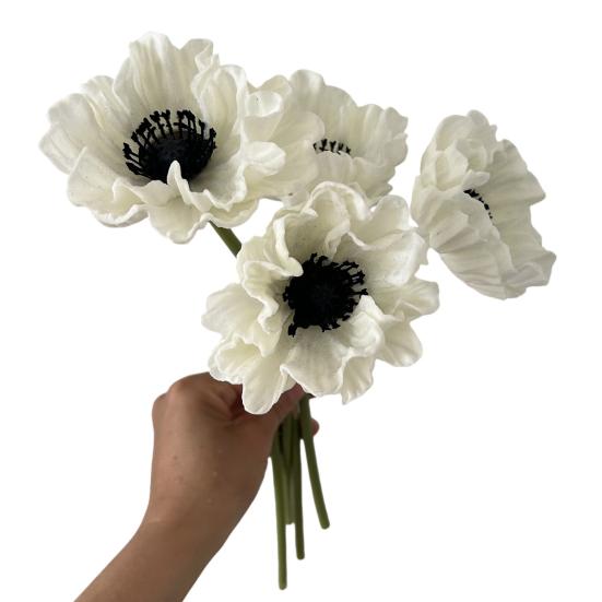 11.8" Artificial Flower Long Stem Realistic Faux Silk Ranunculus Bouquet for Home Kitchen Wedding Decoration Floral Arrangement Spring Table