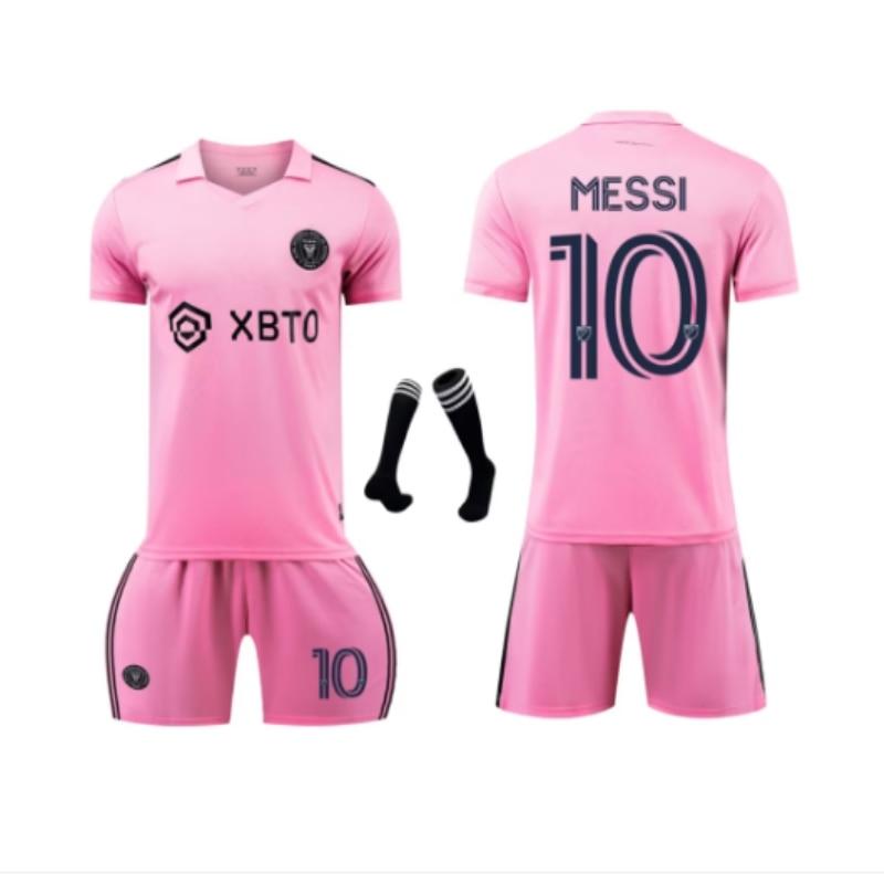 Kids Miami Messi Soccer Jersey, ANUTETOUNI® Polyester Pink Athletic Gear