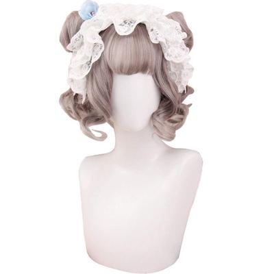 Estilo Harajuku, estilo GAL, peluca resistente al calor, bob, semi-larga, estilo lolita, cosplay, fiesta, uso diario, degradado (mezcla rosa y gris) peluca