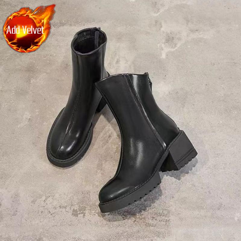 Fashion Booties Lightweight Solid Color Zip Soft Ankle Boots for Women Pu Large Size Warm Footwear Hot Autumn Boot Y2k Woman Short Shoes