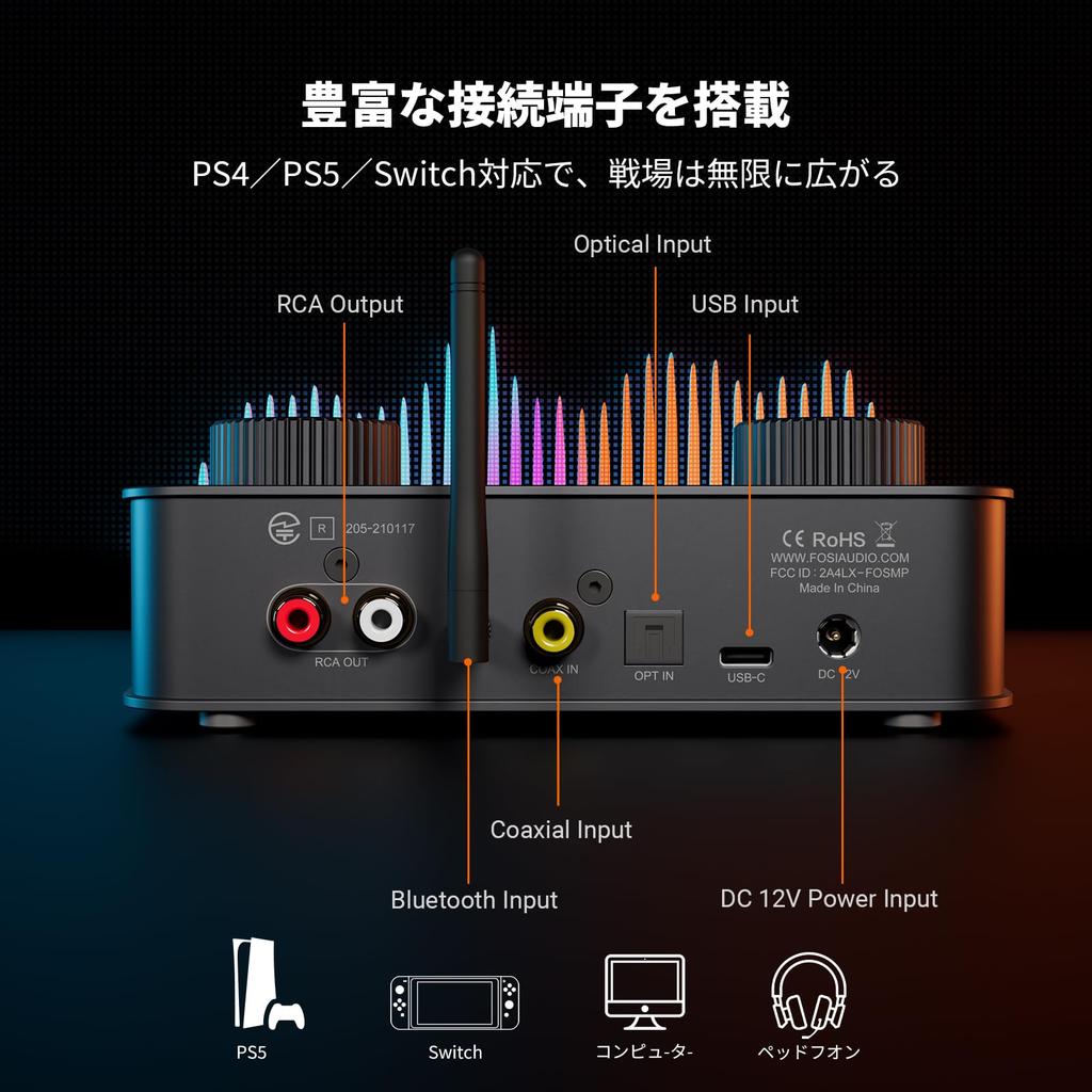 Fosi Audio K7 DAC Kopfhörerverstärker für USB C Digital-zu-Analog-Audio-Wandler für Gaming-PC und aptX HD Japanische Bedienungsanleitung für den Heimgebrauch