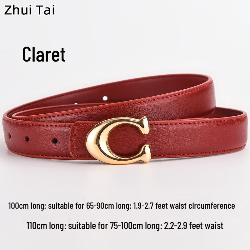 New Women's Smooth Buckle Belt - Alloy Fashion Letter Leather Waist Belt, Korean Style Trend