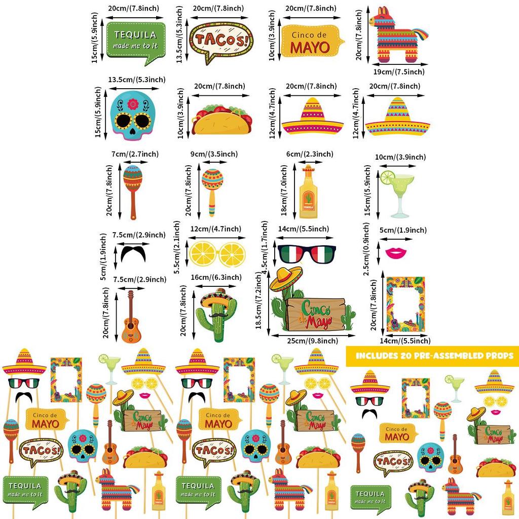 Mexican Carnival Photo Props Party Decorations With Paper Material For Festive Events